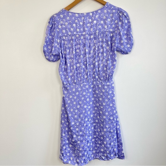 ❌SOLD❌ Free People Lavender Bond Street  Floral Satin Mini Dress short sleeve - Picture 4 of 16